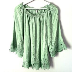 Spense boho bell sleeve embroidered lace sleeve